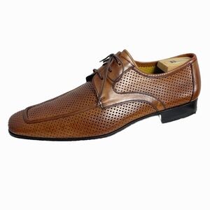 Magnanni Leather Lace Up Derby Shoe Brown Square Toe Perforated Size US 11 M